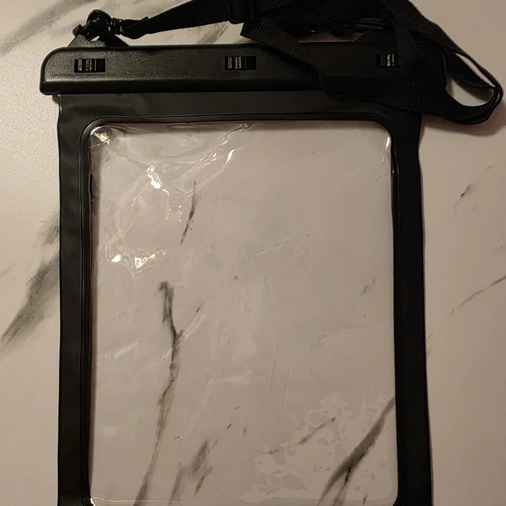 Universal Black Waterproof Tablet Pouch with Shoulder Strap